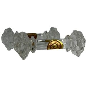 Pair Golden Crown E & R  full lead crystal knife rest West Germany 4” Set of 2